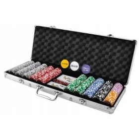 Set poker, 500 fiches e accessori, multicolore, custodia in alluminio, Dactylion®