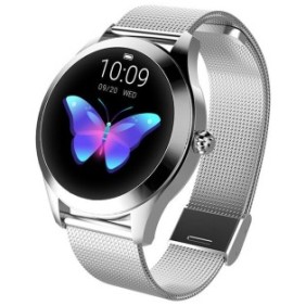 Smartwatch Orologio da donna KW10 Monitor per la pressione sanguigna Cardiofrequenzimetro Pedometro IP67 Android Argento