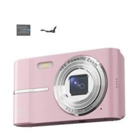 Fotocamera compatta rosa per bambini 50MP 1080P Set di schede da 64 GB con schermo da 2,4 pollici