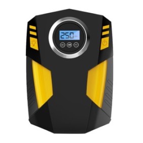 Compressore digitale per auto 3 in 1 con luce LED, arresto automatico, 35 l/min, 12 V CC e 120 W, nero/giallo, cavo di alimentazione da 3 m