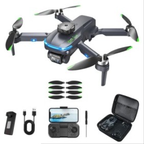 Drone con due fotocamere S118 LEBLOU, trasmissione 5G al telefono, design pieghevole, smart follow, stabilizzatore ottico, foto tramite gesti, adattatore per evitare ostacoli, ritorno a casa, rotazione di 360 gradi, due batterie, colore grigio scuro