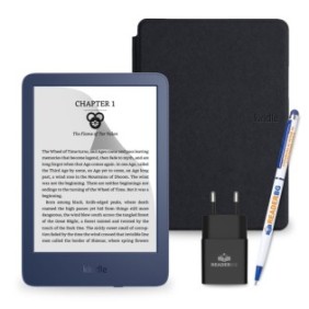 Set lettore di libri elettronici, Amazon, Kindle 2022, 16GB, Nero/Blu