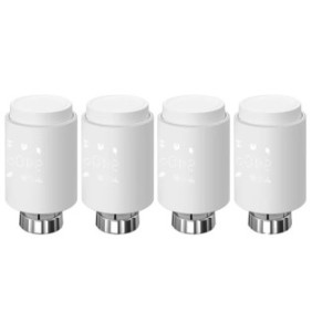 Set di 4 teste termostatiche intelligenti per radiatore, controllo vocale, rilevamento finestra aperta, 56,5x56,5x100 mm, Tuya ZigBee