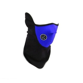 Maschera di protezione dal vento e dal freddo per collo, viso e orecchie, ideale per lo sci, il ciclismo, la corsa, unisex, nera con blu