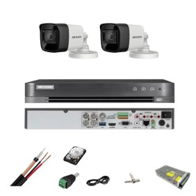 Kit Completo - Sistema di Videosorveglianza 4k HIKVISION - 2 telecamere 4k 8MP - HDD e accessori inclusi
