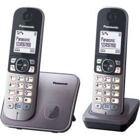 Telefono cordless Panasonic KX-TG6812PDM, 2 ricevitori, grigio