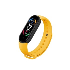 Bracciale Smartwatch 6, bluetooth con molteplici funzioni per Android e IOS contatori, pressione arteriosa, battito cardiaco, livello di ossigeno nel sangue, calorie, monitoraggio del sonno, IP67, Giallo