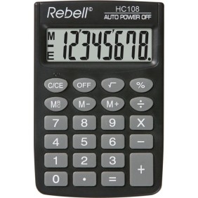 Calcolatrice tascabile, 8 cifre, 88 x 58 x 8 mm, Rebell HC108 - nera