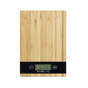 Bilancia da cucina digitale, display LCD, in bambù, 23 x 16 x 3 cm, Relaxdays