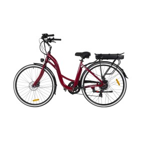 Bicicletta elettrica Trybeco Fantom, Shimano 7 velocità, ruota 28", 10,4 Ah ioni di litio, 36 V, 250 W, freno a disco, rossa