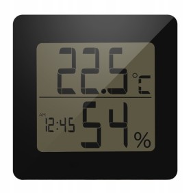 Termometro e igrometro digitale, Zola®, per ambiente, con orologio, nero, 20-90%