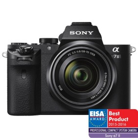 Fotocamera mirrorless Sony Alpha A7II, 24,3 MP, full-frame, Wi-Fi, NFC, attacco E, ISO 50–25600, nero + obiettivo SEL2870 28-70mm, nero